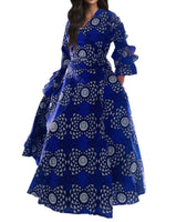 Blue African Wrap Dress