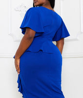 Blue Ruffle Dress PLUS