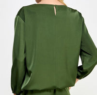 Olive Satin Pant Set