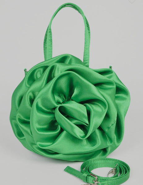 Green Blossom Satin Bag