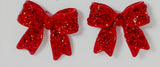 Red Rhinestone Bow Earrings