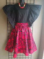 Red Black Midi Skirt