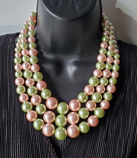 Pink and Green Pearls - 3 String