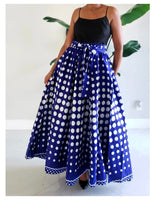 Royal Blue Polka Skirt Set